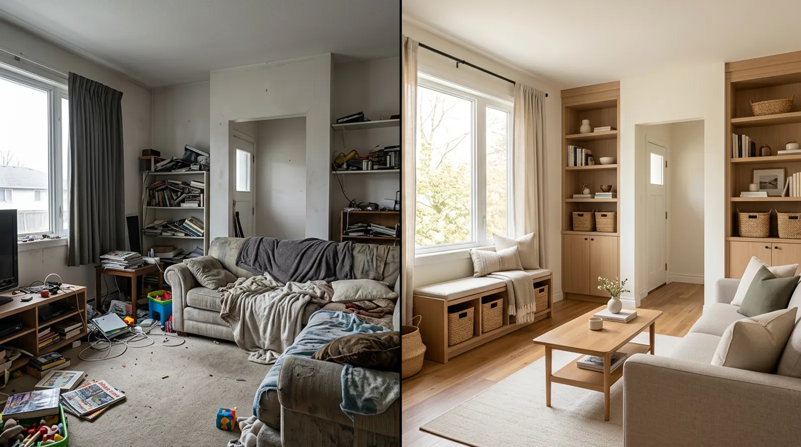 Design idea: a room with clutter solved by smart storage