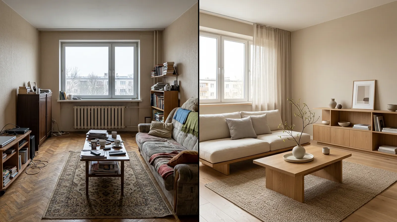 Design idea: a living room restyled in Japandi style