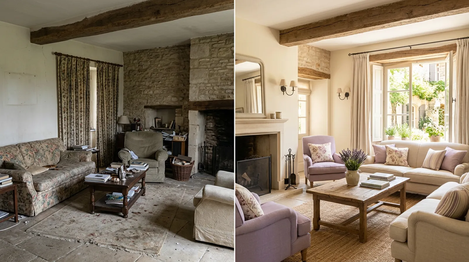 Idée d'aménagement : un salon redécoré en style provençal