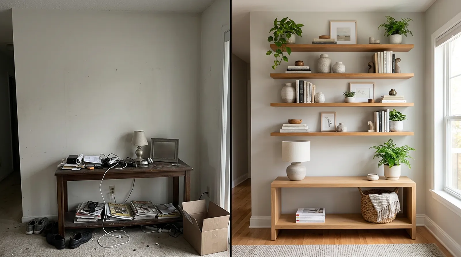Design idea: shelves hung at the right height and styled